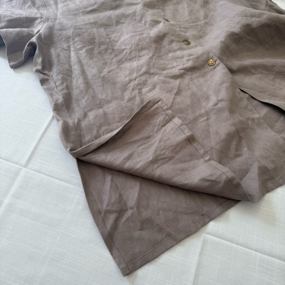 LERMAJ PLUS Linen Short Sleeve Button Front Women’s Shirt Top Size 24 - Picture 7 of 7